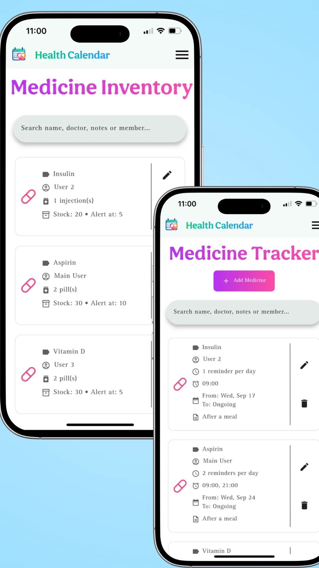 Health Tips screen